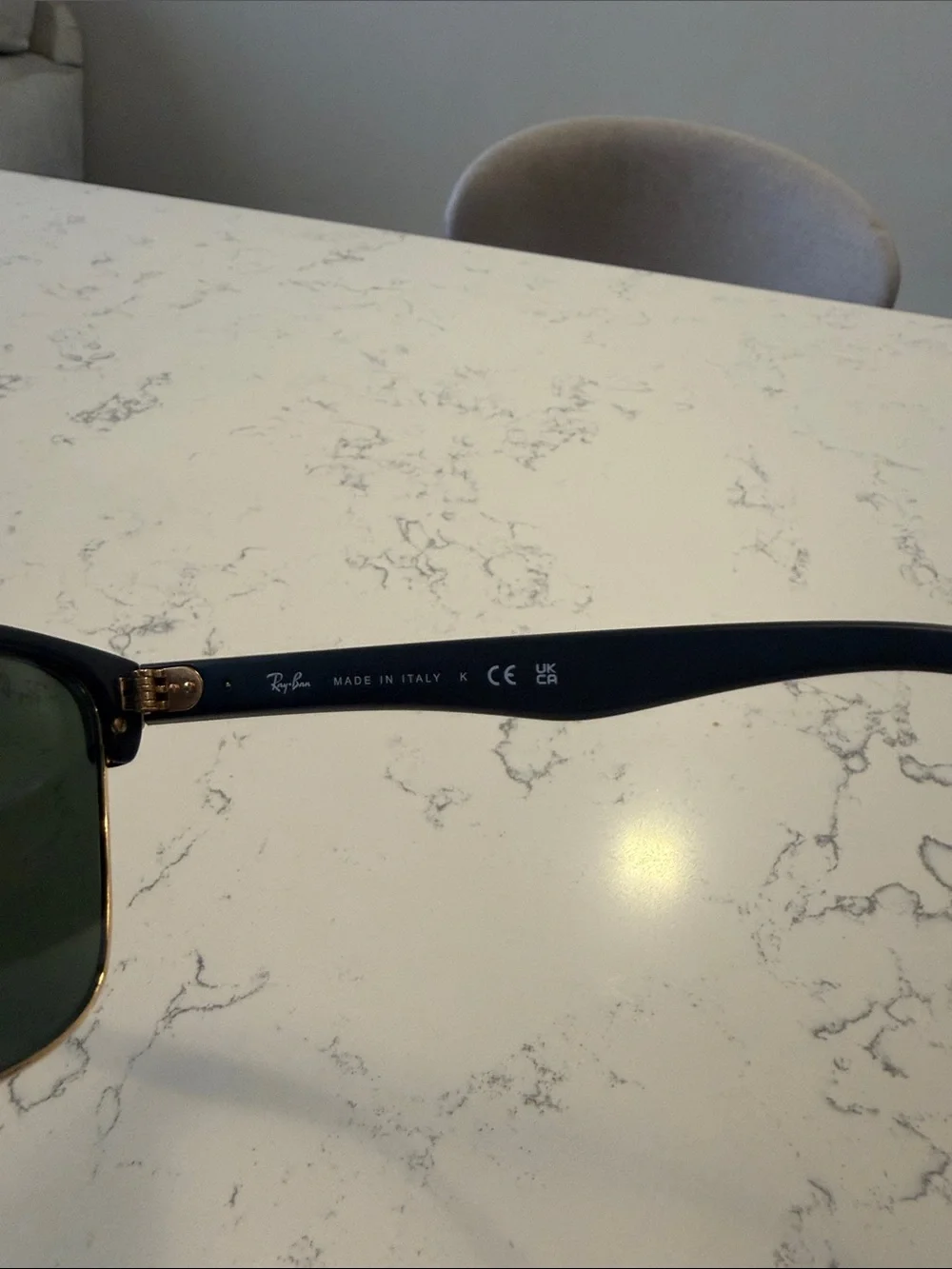 Ray-Ban Black Frame with Gold Trim and Green Lenses Sunglasses